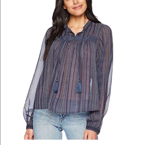 Lucky brand BOHO shear long sleeve blouse - Picture 2 of 7